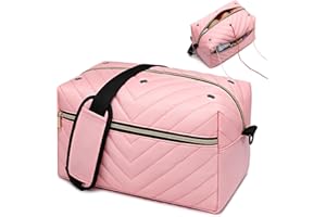 Kuosdaz Crochet Bag Organizer, Yarn Storage Organizer with Shoulder Strap, Stylish Knitting Bag for Crochet Accessories, Mothers Day Gifts, Crochet Yarn Supplies, Pink