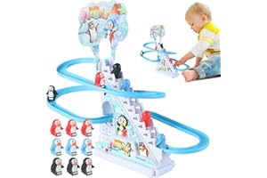 Ensemble de toboggans animés en forme d'animaux arctiques – Piste d'aventure de pingouin alimenté par piles | Jouet de divert