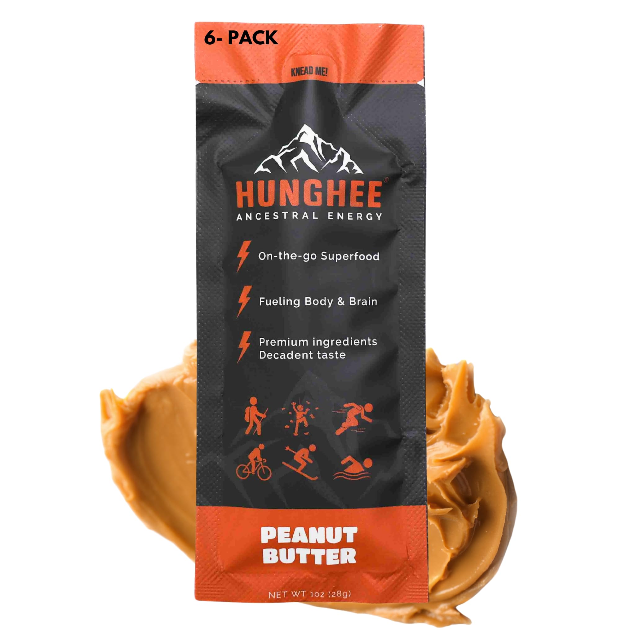 Photo 1 of Hunghee Ancestral Energy Peanut Butter Pack | Organic Grass-Fed Ghee & Raw Honey Blend | Animal-Based Energy Boost for Athletes | Hiking, Cycling, Running, Backpacking | Healthy Snack (Pack of 6)