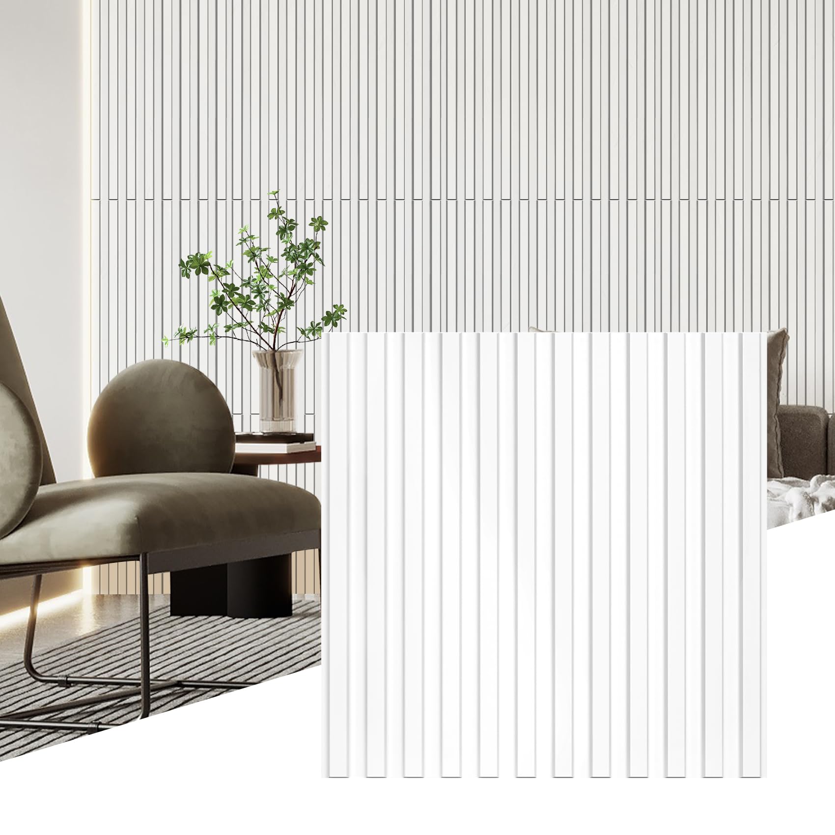 STICKGOO Slat 3D Wall Panel for Interior Wall Decor PVC Fluted Textured ...