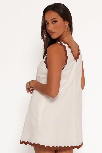 PETAL & PUP CALLIOPE MINI DRESS – WHITE TAN XL