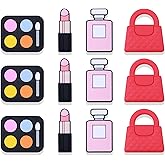 12PCS Cosmetics Theme Silicone Beads, Lipstick Perfume Silicone Focal Beads for Keychain Making, Pattern Loose Beads Bulk for Pen DIY Handmade Craft Necklace Bracelet Lanyard