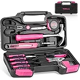 THINKWORK Pink Tool Set - 40 Piece General Household Hand Tool Kit with Storage Toolbox, Small Basic Tool Set Perfect for DIY