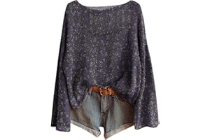 GOKKILRW Womens Boho Oversized Sweater Vintage Ethnic Casual Cute Graphic Pullover Tops Baggy Fall Long Sleeve Floral Blouses