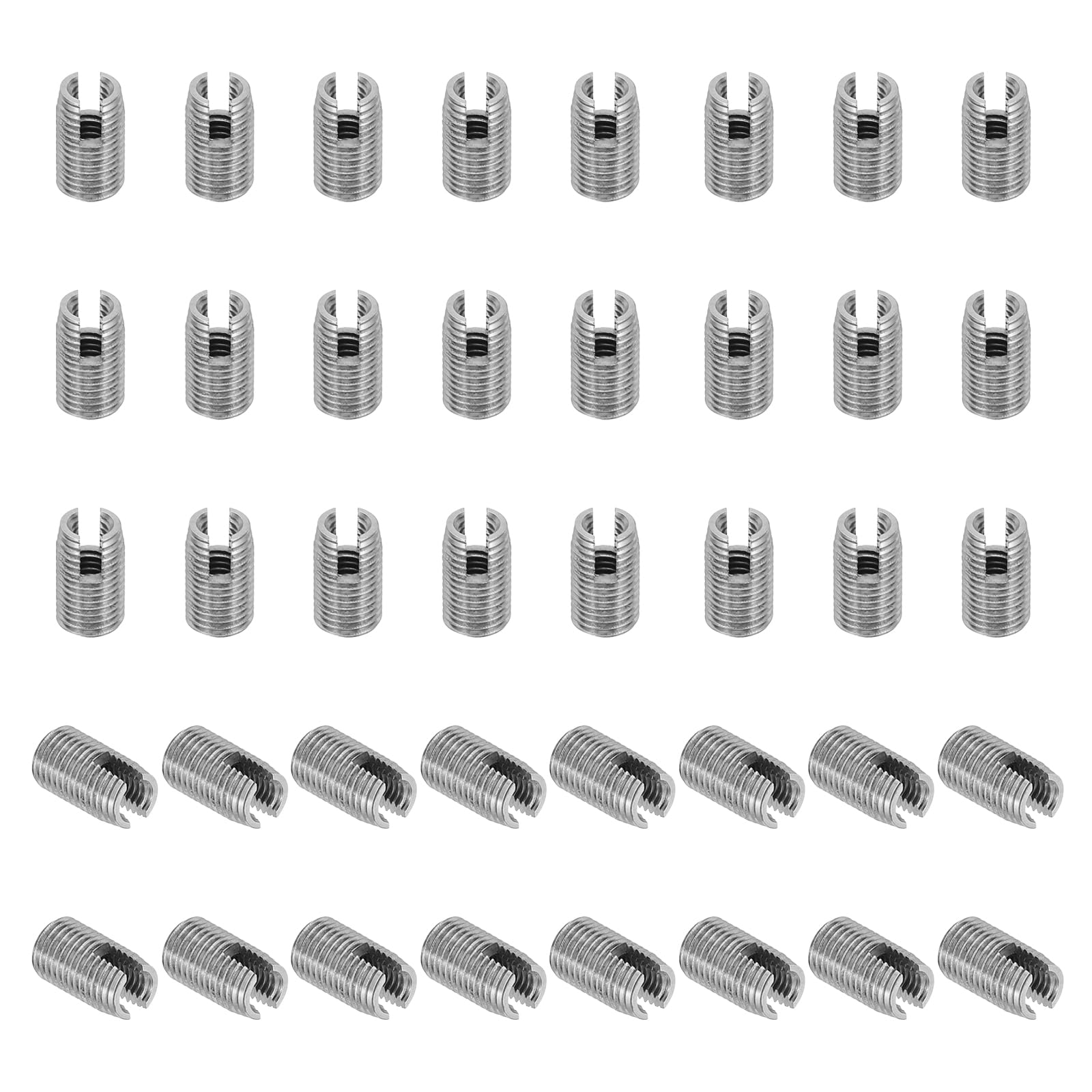 PATIKIL Self-Tapping Threaded Inserts, 40 Pcs M4 x M6.5 x 11mm 303 Stainless Steel Thread Adapter Reducer Slotted Screw Repair Inserts Nuts Sleeve