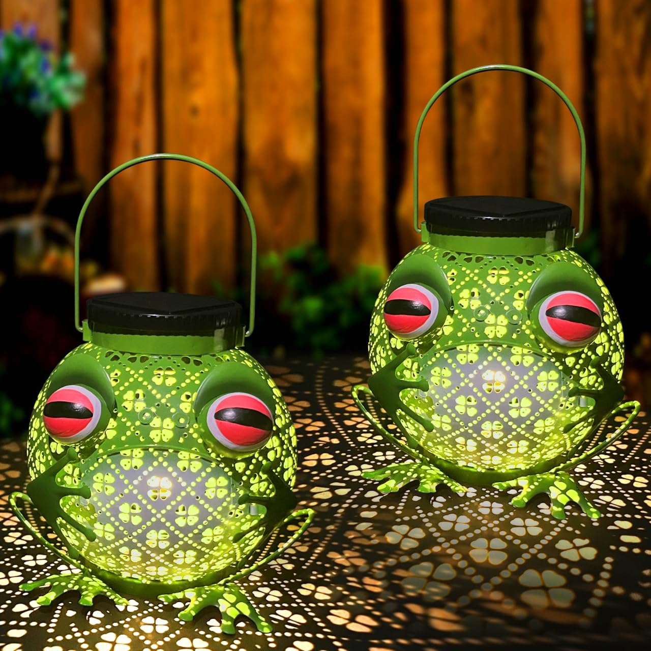 Photo 1 of 2 Pack Solar Lanterns Outdoor Waterproof Frog Metal Hanging Lantern Outdoor Hanging Solar Lights with Sound, Outdoor Lanterns for Yard, Garden, Patio, Porch