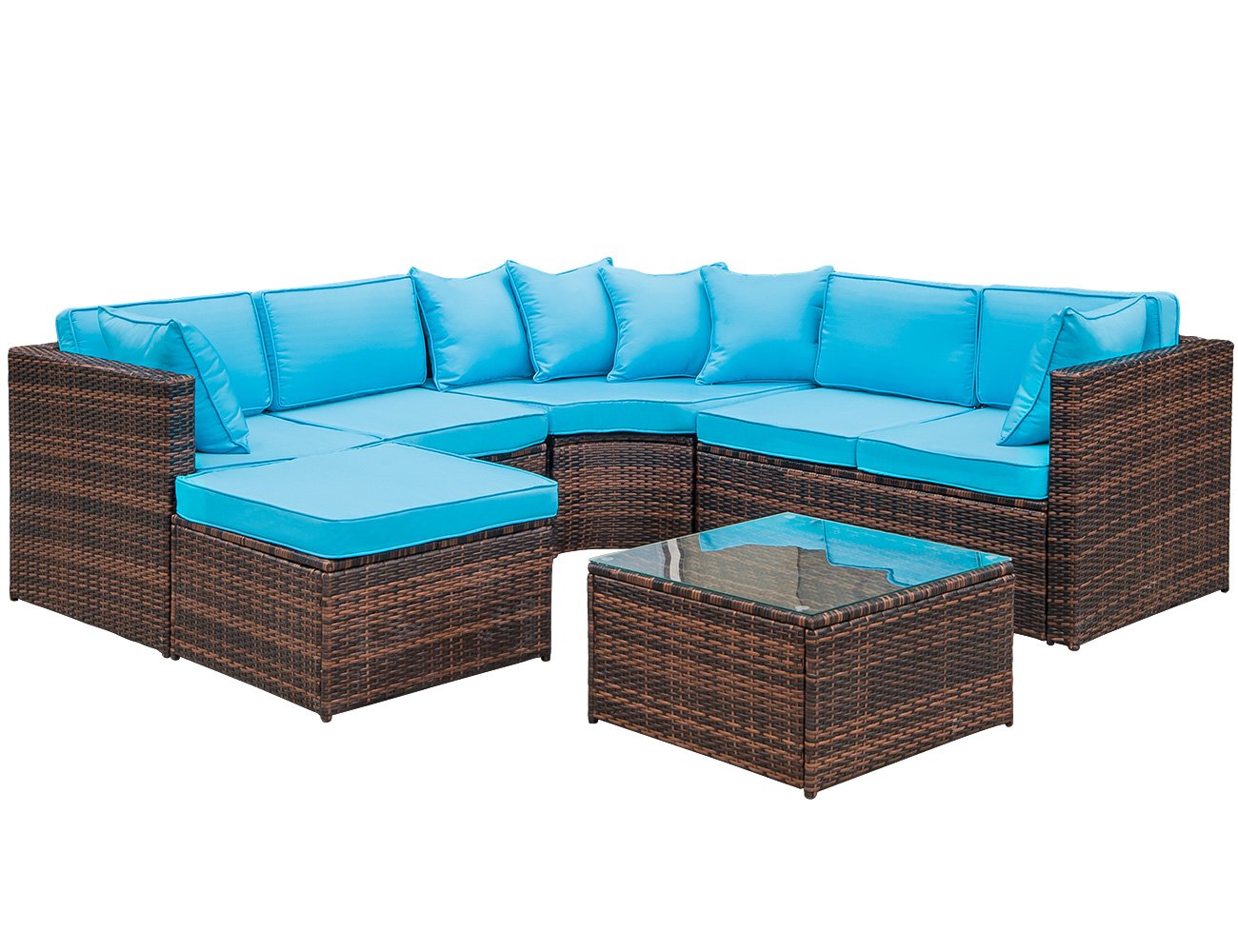 LZ LEISURE ZONE 7Piece Patio Furniture Set, Outdoor Wicker Sectional Sofa Set, Patio