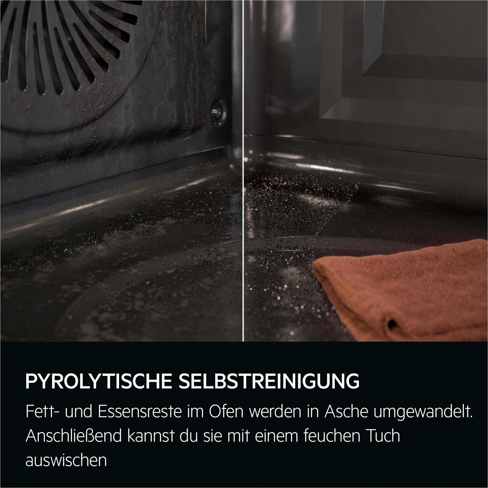 AEG Einbaubackofen, Serie 5 Ringheißluft: Gleichmäßige Garergebnisse auf 3 Ebenen, Pyrolyse Selbstreinigung, 45 Automatikprogramme, LED-Touchdisplay, Schnellaufheizung, Edelstahl, OU5PB40WSM 4