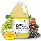 Swedish Effleurage by TheraPro - 1/2 Gallon - All Natural Unscented Massage Oil for Massage Therapy - Grapeseed Oil, Almond Oil, Jojoba, Vitamin E - Water Soluble Professional
