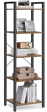 VASAGLE 5-Tier Bookshelf 30 x 39.6 x 154 cm Industrial Rustic Brown Ink Black