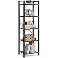VASAGLE 5-Tier Bookshelf, Bookcase with Steel Frame, Book Shelf for Living Room, Home Office, Study, 11.8 x 15.7 x 60.2 Inches, Industrial Style, Rustic Brown and Ink Black ULLS100B01
