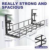 REFLYING Under Desk Cable Management Tray Set, 2 Packs, No-Drill, Black view 5