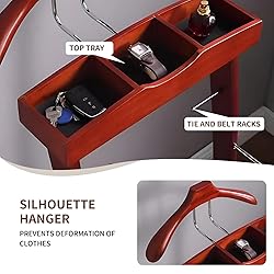 Wooden Suit Valet Stand, with Wheels mobile Floor