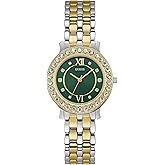 Guess Women's 34mm Watch - Two Tone Bracelet Green Dial Two Tone Case