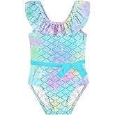 Kimoda Girls One Piece Swimsuits Toddler Cute Ruffle Bathing Suits Quick Dry Beach Swimwear Size 2-7 Years