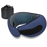 Dujuanus Neck Travel Pillows for Airplanes Memory Foam Neck Comfort Pillow Compact Ergonomic Design Sleeping Essentials for Long Flights Car Rides and Home Use (Blue)