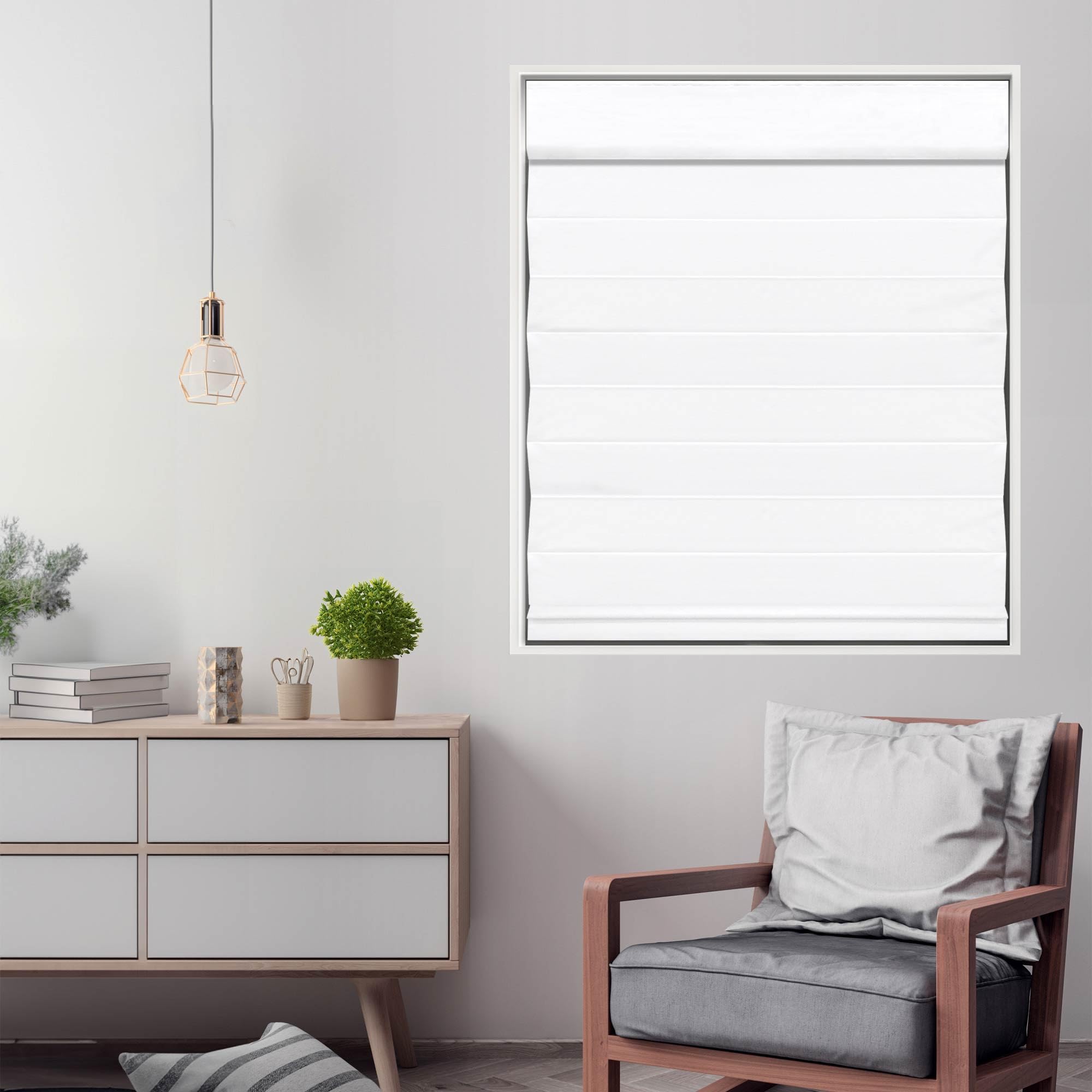 DEZ FURNISHINGS Cordless Blackout Roman Cellular Shade, 56″W x 72″H, White