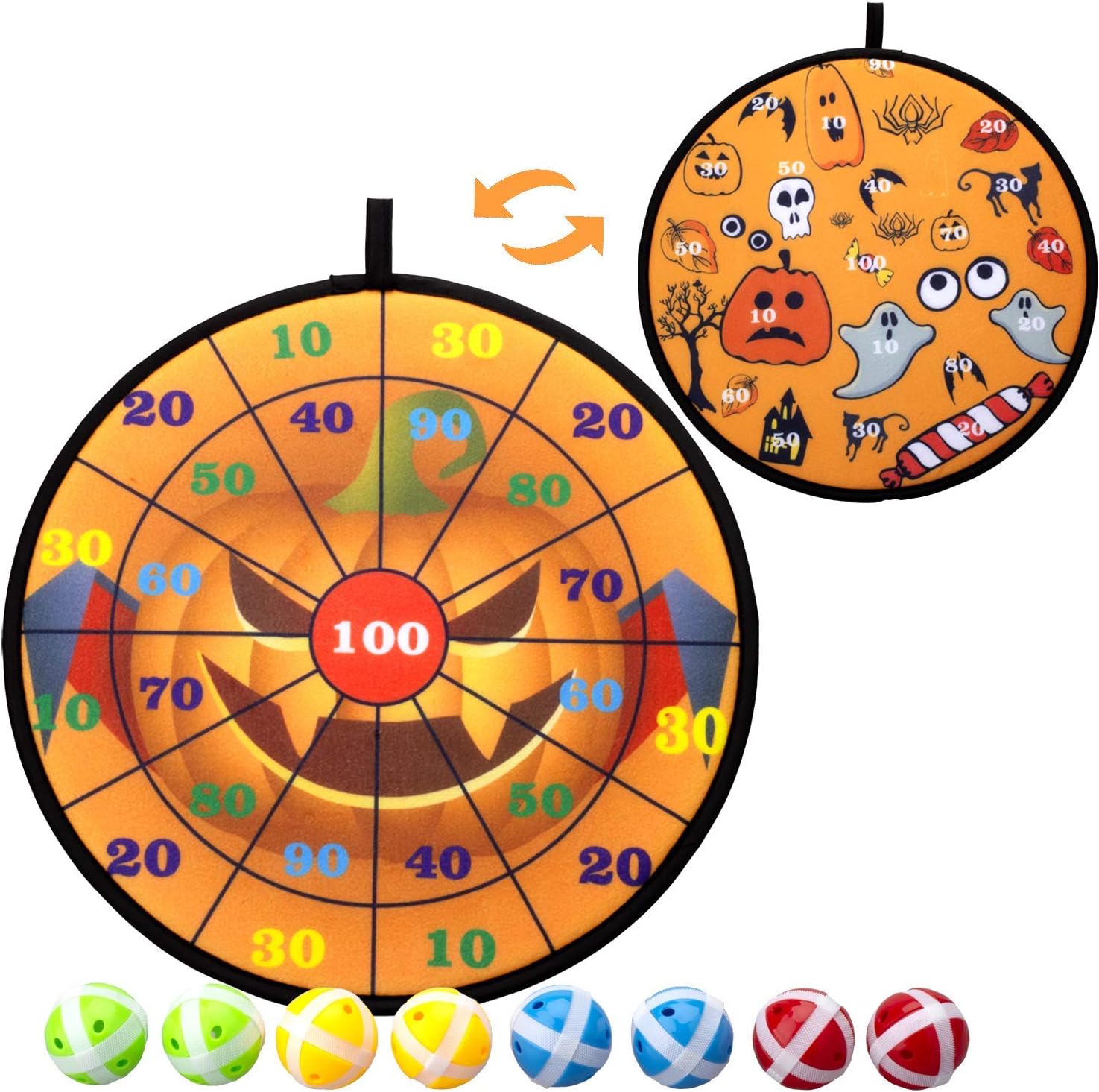 Kyerivs Dart Board Game Set for Kids Halloween Theme Dartboard with Hook and 8 Sticky Balls Family Fun Best Toy Gift for Boys and Girls Indoor Outdoor Interactive Games Diameter 14 Inch : Sports & Outdoors
