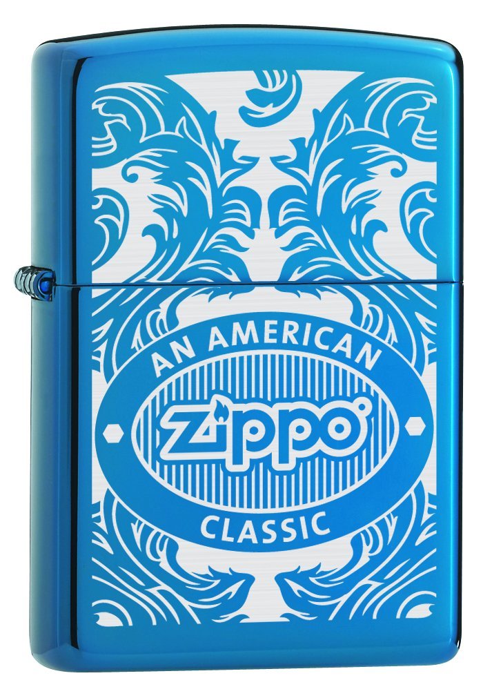 Zippo Sapphire 60001112 Scroll Brass Lighter 3.5 x 1 x 5.5 cm, Saphir
