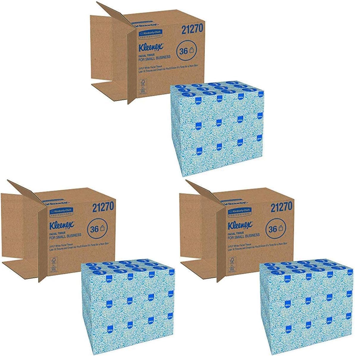 Kleenex OQEU 21270CT Boutique White Facial Tissue, 2-Ply, Pop-Up Box, 95 per Box 3 Cases