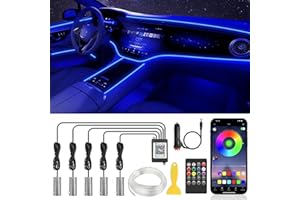 LEDCARE Interior Car LED Strip Lights, RGB 16 Million Colors 5 in 1 Ambient Lighting Kit with App and Remote Control, Automobile Inside Car Lights with 236 Inches Fiber Optic