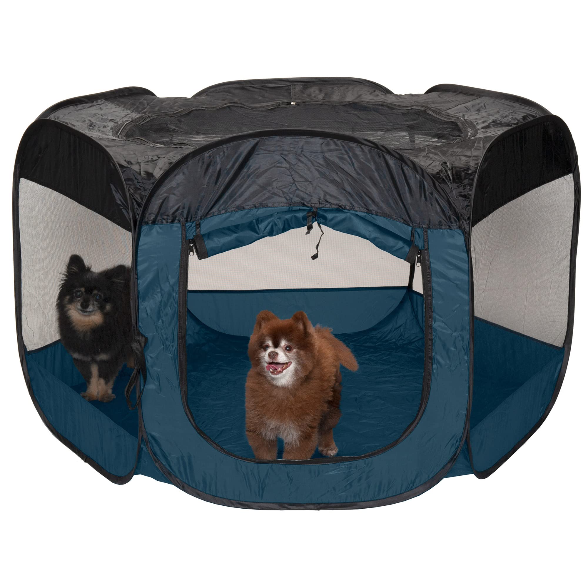 Photo 1 of Furhaven Portable Dog Playpen Cat Tent, Pet playground/kennel foldable indoor outdoor zippered puppy crate - Sailor Blue, Extra Large