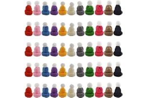 GXXMEI 55PCS Mini Christmas Knit Hats Craft Knitting Hats Doll Craft Hat Christmas Tree Ornaments Hats for DIY Hair Accessories Crafts (Multi-Color)