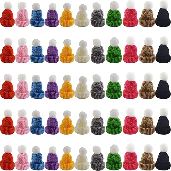 Lot De 24 Mini Bonnets De Noël En Tricot – 5 X 3,5 Cm – Déco Pour Bouteilles, Poupées, Succettes – Idéal Pour Fêtes Et Photos De Noël