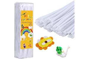 Iuuidu Pipe Cleaners Chenille Stem, 300PCS Pipe Cleaners Craft Supplies, Fuzzy Sticks Pipe Cleaner Brush for DIY Art Creative Craft Decorations (White)