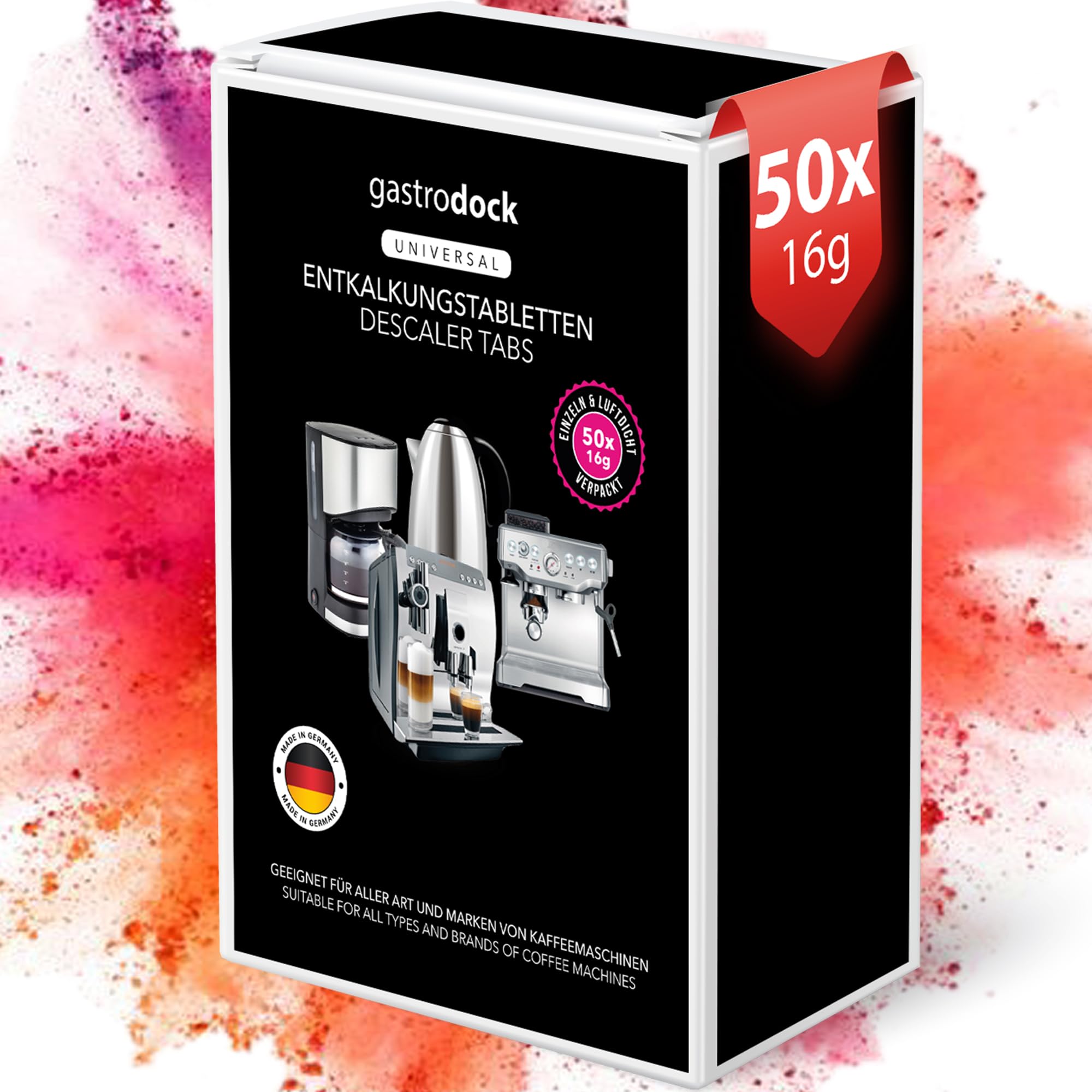 [50x] Entkalkungstabletten für Kaffeevollautomaten und Kaffeemaschinen MADE IN GERMANY | Kompatibel mit Jura, Siemens EQ Series, Krups, Bosch, Miele, Melitta, WMF | Entkalker für 50 Reinigungsvorgänge