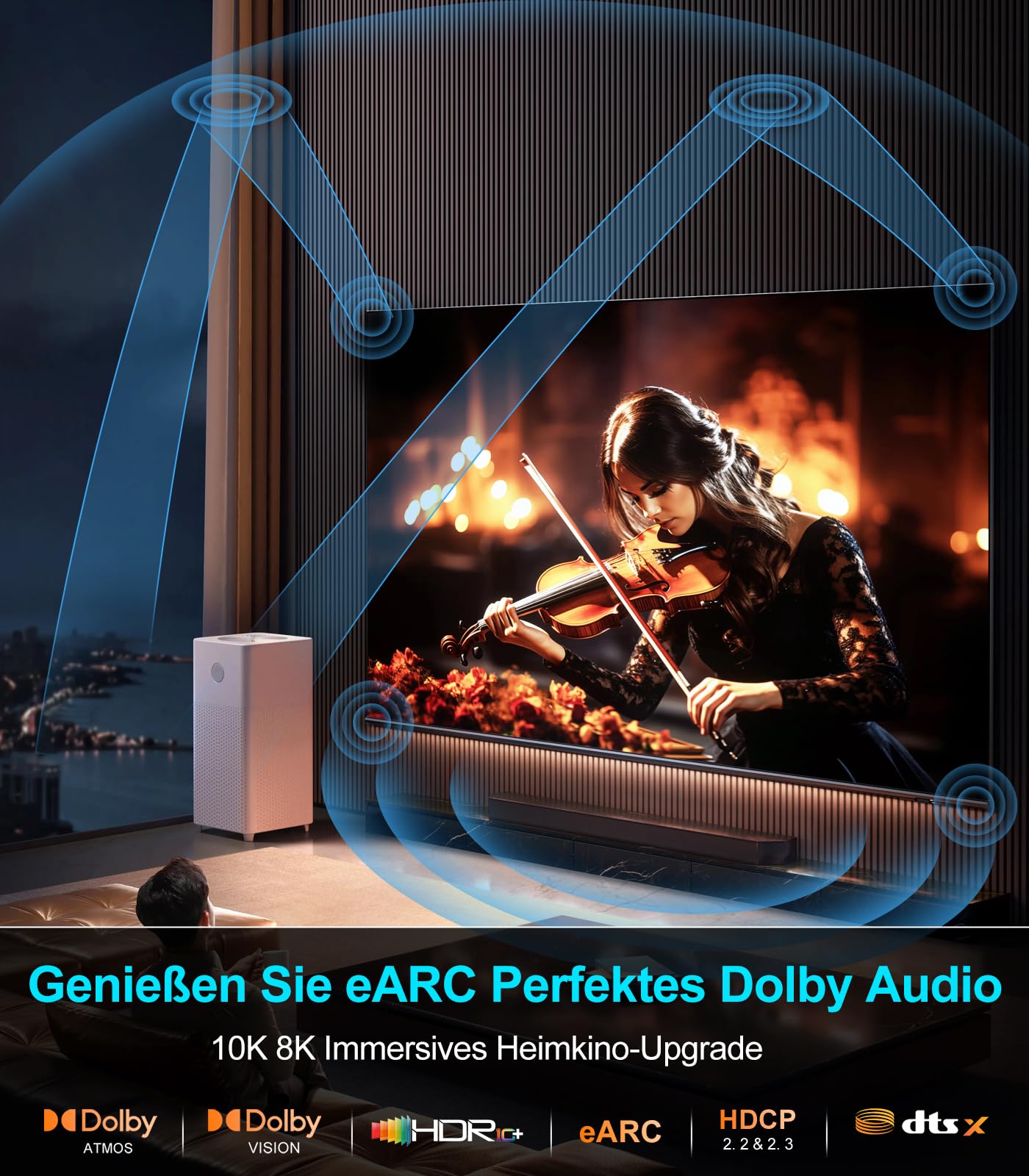 Sniokco 10K 8K 4K HDMI 2.1 Kabel 1.5Meter, Zertifiziert 48Gbps Ultra High Speed HDMI® Kabel 0.01ms 4K 240Hz 165Hz 120Hz 8K 60Hz eARC Netflix HDCP 2.3 2.2 DTS:X HDR10+ TV Monitor Projektor Roku 7