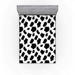 Ambesonne Cow Print Fitted Sheet, Cattle Skin