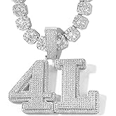 Diamond Iced Out Chain for Men Women Custom Chai with Letter Pendant Necklace Personalized Iced Out Pendant with Cuban Link Chain Birthday Christmas Gifts for Hip Hop Lovers