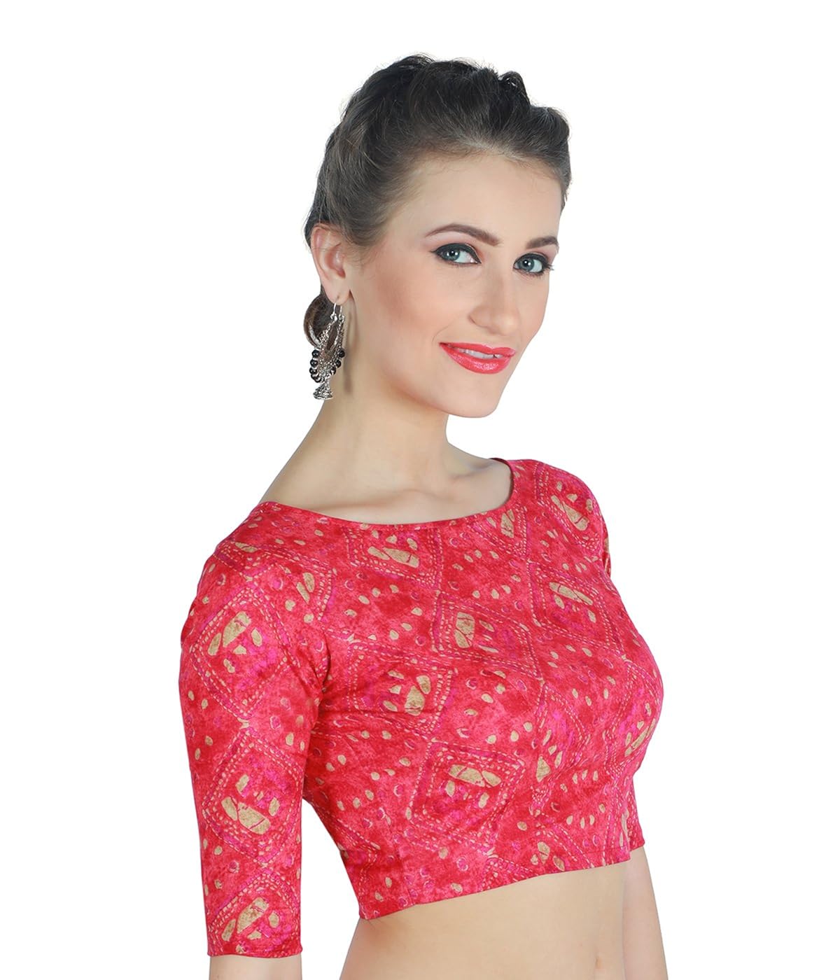 studio shringaar women's cotton abstract print saree blouse.