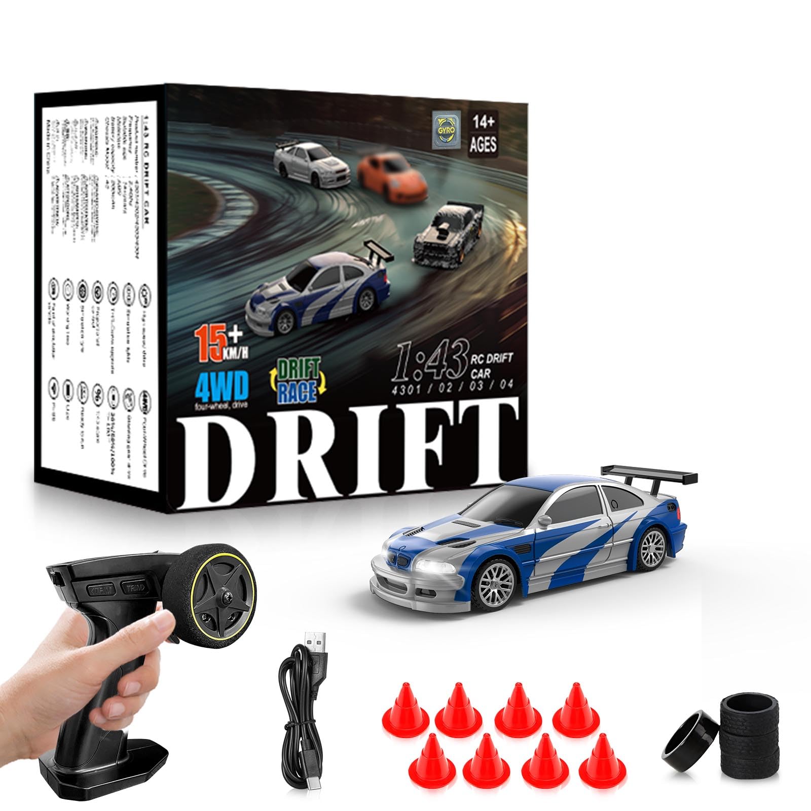 Photo 1 of RC Drift car, 1/43 Mini Rc Drift car with Gyroscope, 2.4GHz Full Proportional Remote control Cars, 4WD High Speed Racing with Lights, Racing Tires, Model Cars Gift for Adults, Kids, Boys, Girls
