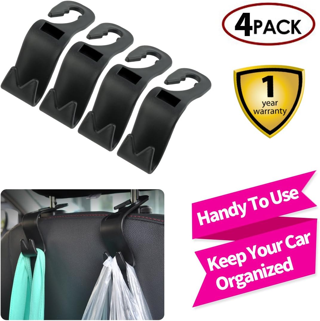 Car Seat Hooks 1 Second Easy Installing Sturdy Headrest Hooks for Car Back Seat Hook Keep Your Car Organized