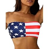 ZAFUL Women Textured Bandeau Bikini Top Lace up Strapless Swimsuit Solid Color High Cut Bathing Suits Top Only