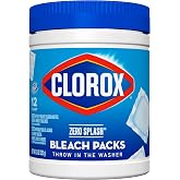 Clorox Zero Splash Bleach Packs, 12 Count | Premeasured Laundry Packs for Easy Dosing, For Standard and HE Machines, Also for Toilets, Sinks and Hard, Nonporous Surfaces