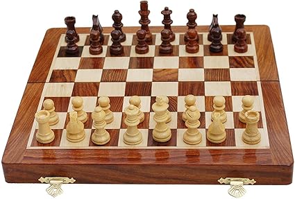 A-class 14 Inches Wooden Chess Board Set with Magnetic Chess Pieces with Extra Queen (Brown)