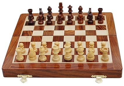 A-class Premium Wooden Handcrafted Folding Chess Set with Magnetic Pieces and Extra Queen, 10X10 Inches
