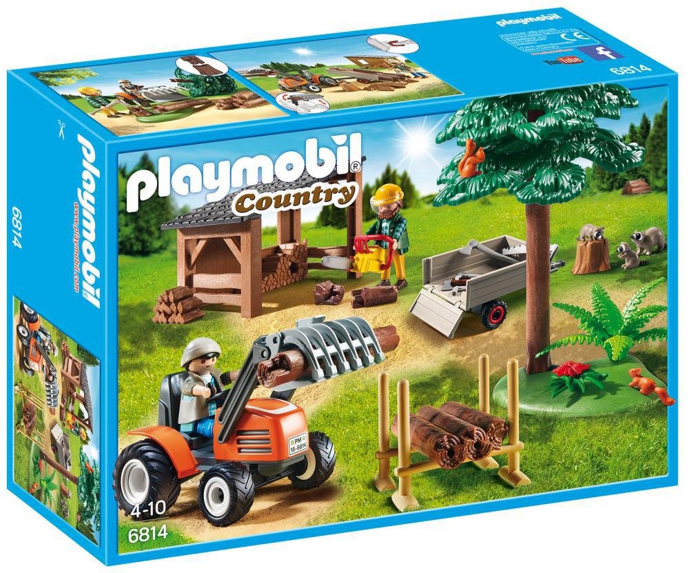 Playmobil 6814 Country Lumber Yard with Tractor, Fun Imaginative Role-Play, PlaySets Suitable for Children Ages 4+