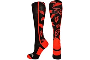 MadSportsStuff Socks with Lightning Bolts for Softball Baseball Soccer for Boys Girls Men Women Youth Adult Over the Calf