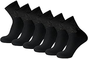 BROOKLYN SOCKS Cotton Ankle Socks, Non-Binding Neuropathy Diabetic Quarter Socks, 3-6 - 12 Pairs Pack