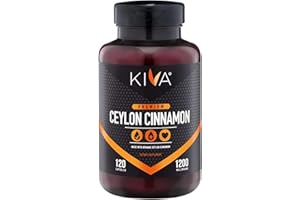 Kiva Premium Ceylon Cinnamon Powder Capsules (120 Veggie Capsules), Pure Ceylon Cinnamon from Sri Lanka, VEGAN, NON-GMO, Gluten-Free