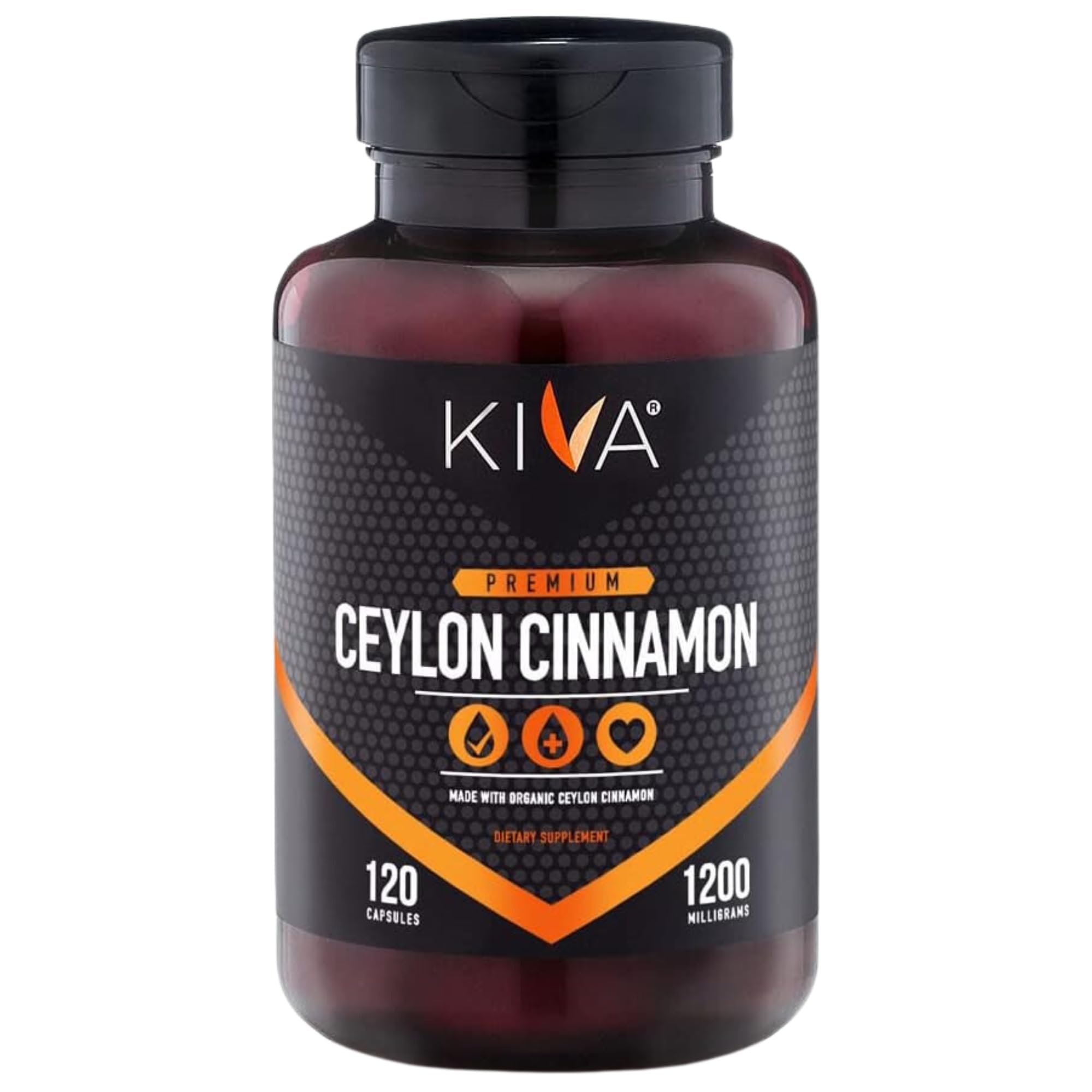 Kiva Premium Ceylon Cinnamon Powder Capsules (120 Veggie Capsules), Pure Ceylon Cinnamon from Sri Lanka, Vegan, Non-GMO, Gluten-Free