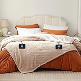 Westinghouse Queen Size Electric Blanket, Flannel to Sherpa Reversible, Heated Blanket Queen with Dual Control 10 Heating Settings & 1-12 Hours Auto Shut Off, Machine Washable, (84" x 90", Beige)