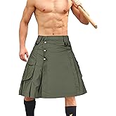 AKARMY Men's Kilt for Men, Camo Scottish Outdoor Utility Pleated Tactical Kilt,Irish Highland Hybrid Kilts