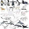 SIENON 26Pack Polar Animal Figures,Mini Plastic Arctic Antarctic Sea Animal Figurines Penguin Polar Bear Walrus Snowy Owl Wolf for Kids Toddlers Birthday Cake Topper Gift Easter Egg Filler