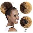 isheeny Human Hair Bun For Kids Age 2-5, 100% Human Hair Bun Drawstring Ponytail For Little Girls, Curly Fake Hair Bun Natural, Soft, And Durable For Repeated Use (P4-27, Small 1pcs)
