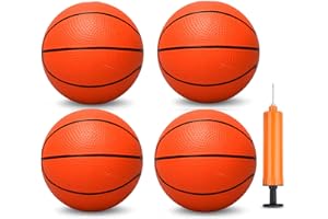 UMNODOBN 5 INCH PVC Mini Basketball for Indoor Basketball Mini Hoops, Soft 5" Rubber Small Repacement Basketball for Over Door Basketball Hoop Sets, Little Basketballs for Adults & Kids (3 PCS with Air Pump)